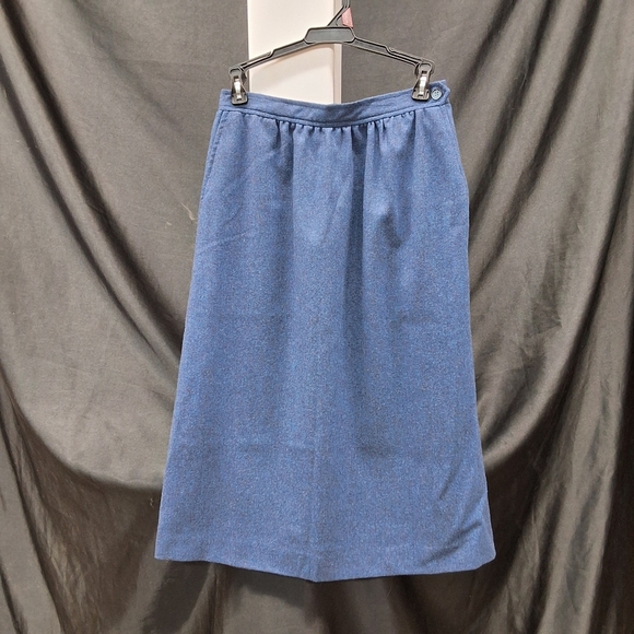 Evan Picone Blue Midi A-Line Skirt - Picture 1 of 14